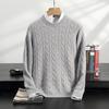 Men's Retro Three-Strand Thickened Cashmere Cable Knit Pullover - Autumn/Winter Round Neck Sweater