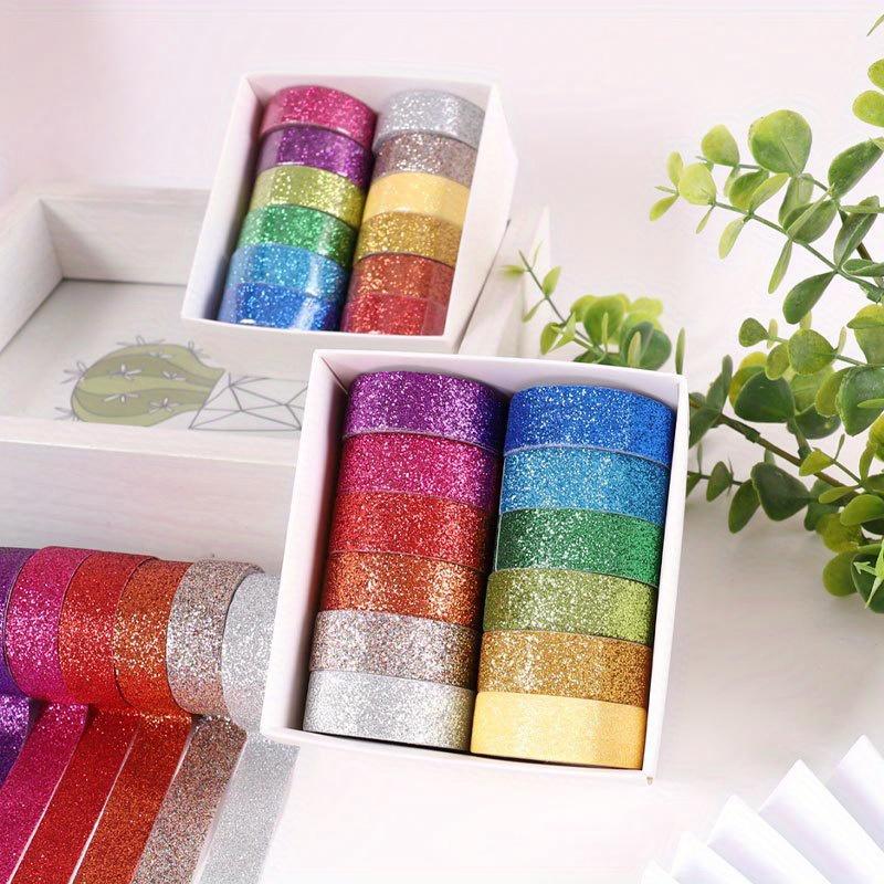 12pcs Tape Set, Colourful Glittering Tapes,DIY Paper Tape,Decorative Tape,Craft Tape for DIY Crafts,Bullet Journals,Scrapbooking