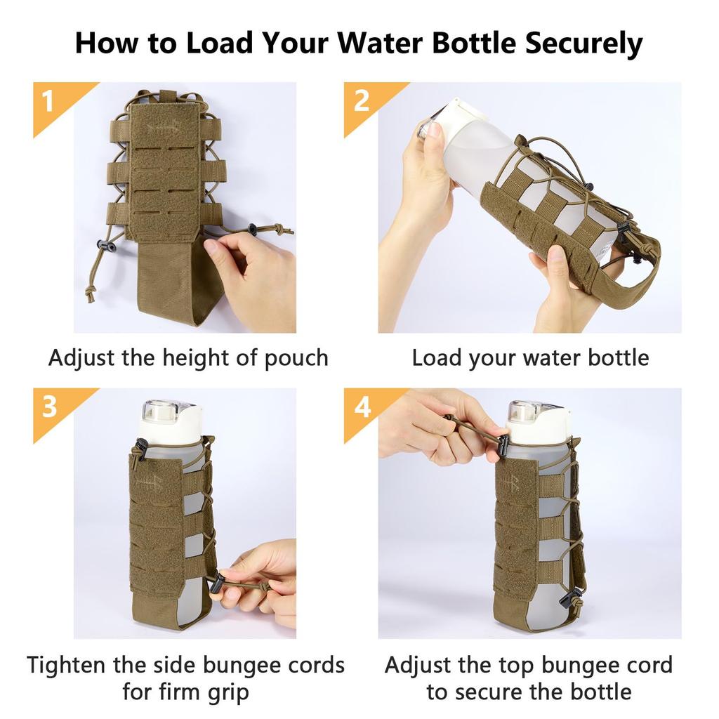 Bassdash Taktische Wasserflaschentasche Faltbar MOLLE-kompatibel mit Schultergurt