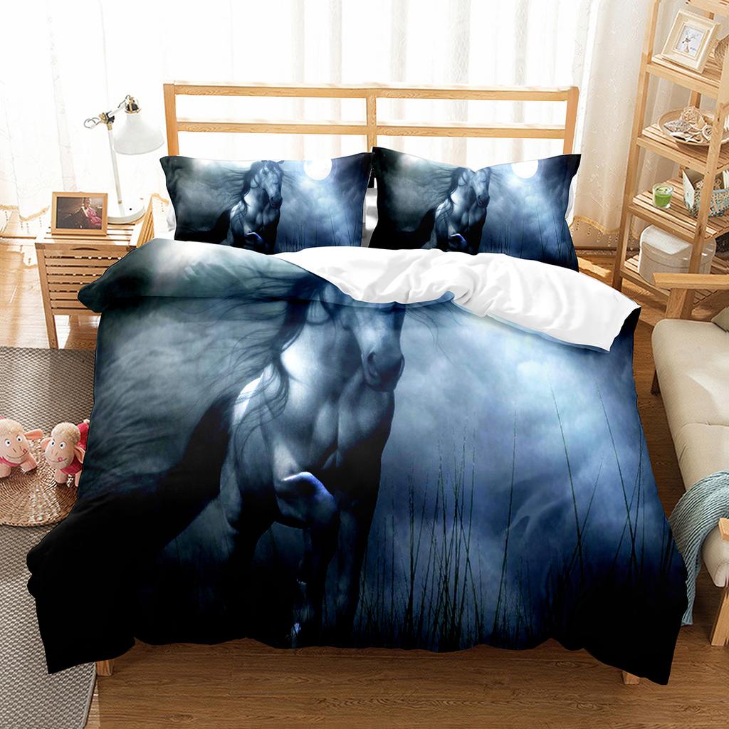 Luxury 3D Bedding Set Europe Queen King Double Twin Duvet Cover Set Comfortable Quilt Cover Bed Set Animal Horse Wild Animals