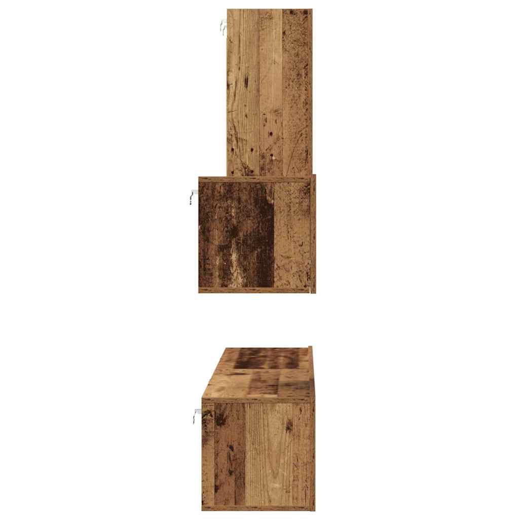 Wall Mounted TV Cabinet 4 pcs Reclaimed Wood Effect Particleboard