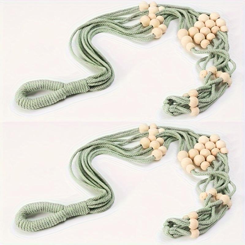 

2 шт. кружевные подвески для растений с деревянными бусинами - без кисточек, прочная тканевая подвесная корзина, подходит для небольших комнатных и уличных растений