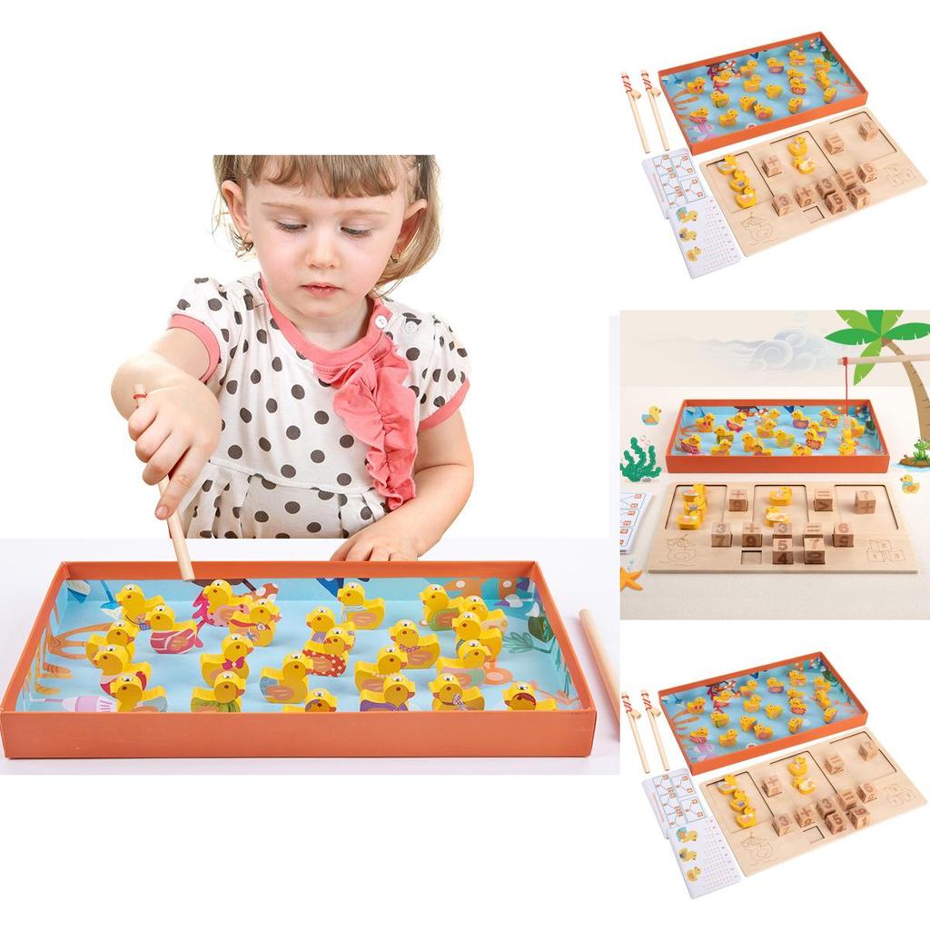 Juego de Pesca de Patos de Madera Para Niños Juguete Educativo Para Aprendizaje Temprano Y Habilidades Numéricas