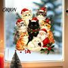 Cat Theme Party Supplies Christmas Static Cling Decal, Waterproof PVC Festive Window Sticker, Kids Room Wall Art Easy Apply Decorative for Home Living