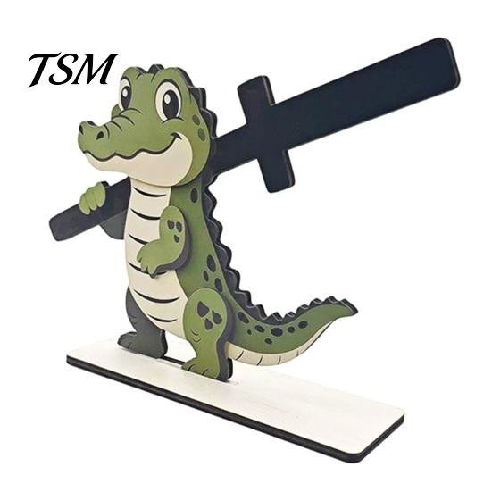 Sturdy Paper Roll Stand Funny Animals Wooden Toilet Holder, 3D Animal Bathroom Decor, Cute Cartoon Solid Wood Tissue Rack Free Standing for Home, Fun