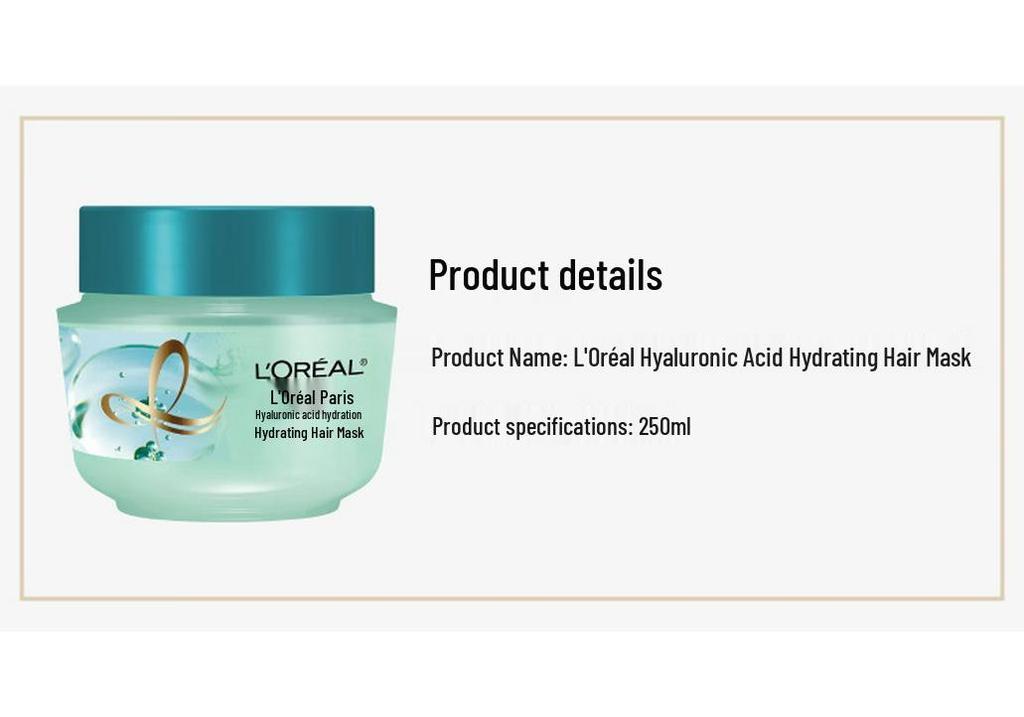 L'Oréal Hyaluronsäure Haarmaske 250ml: Hydratisiert, Glättet und Erfrischt von der Wurzel bis zur Spitze mit Langanhaltendem Duft.