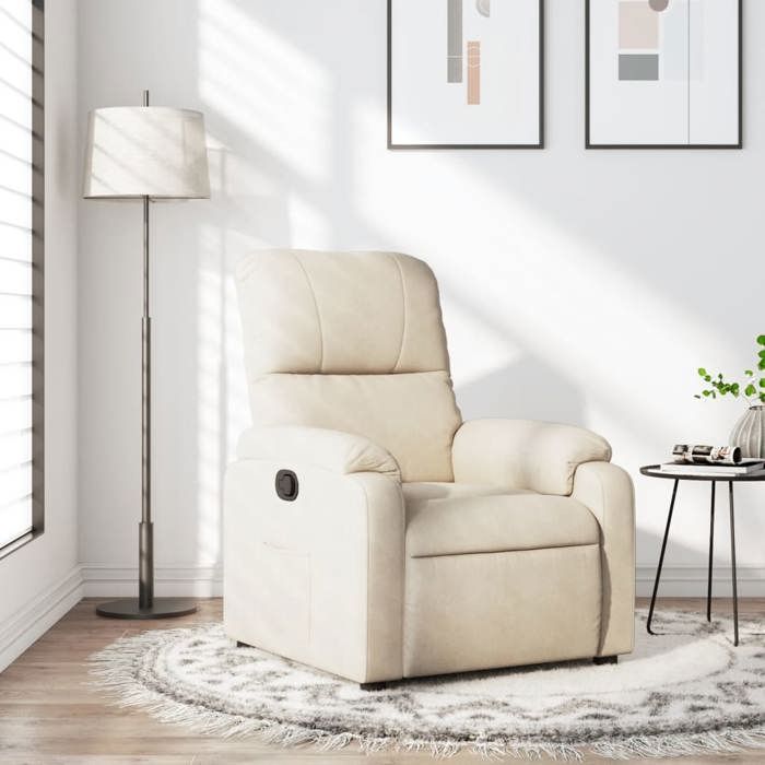 VidaXL Fauteuil Inclinable, Chaise de Relaxation, Siège avec Accoudoirs et Dossier, Fauteuil TV de Salon, Moderne, Beige 373454