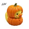 Small Healing Handicrafts Halloween Pumpkin Duck Ornament, Resin Stacked Yellow Mini Cartoon Figurine for Home Figurines, Cute Desktop Decor
