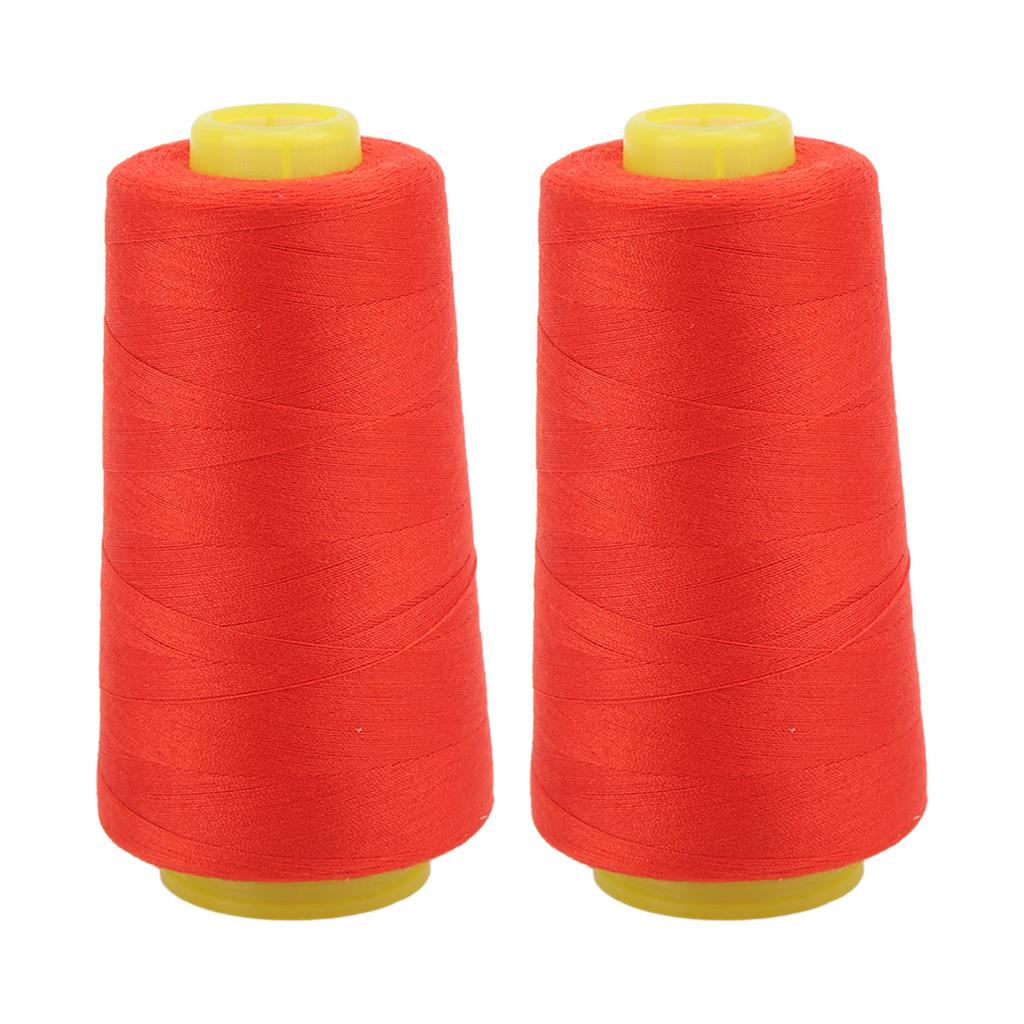 2PCS Serger Thread High Strength Sturdy Durable Polyester Red Sewing Thread for Daily Quilting