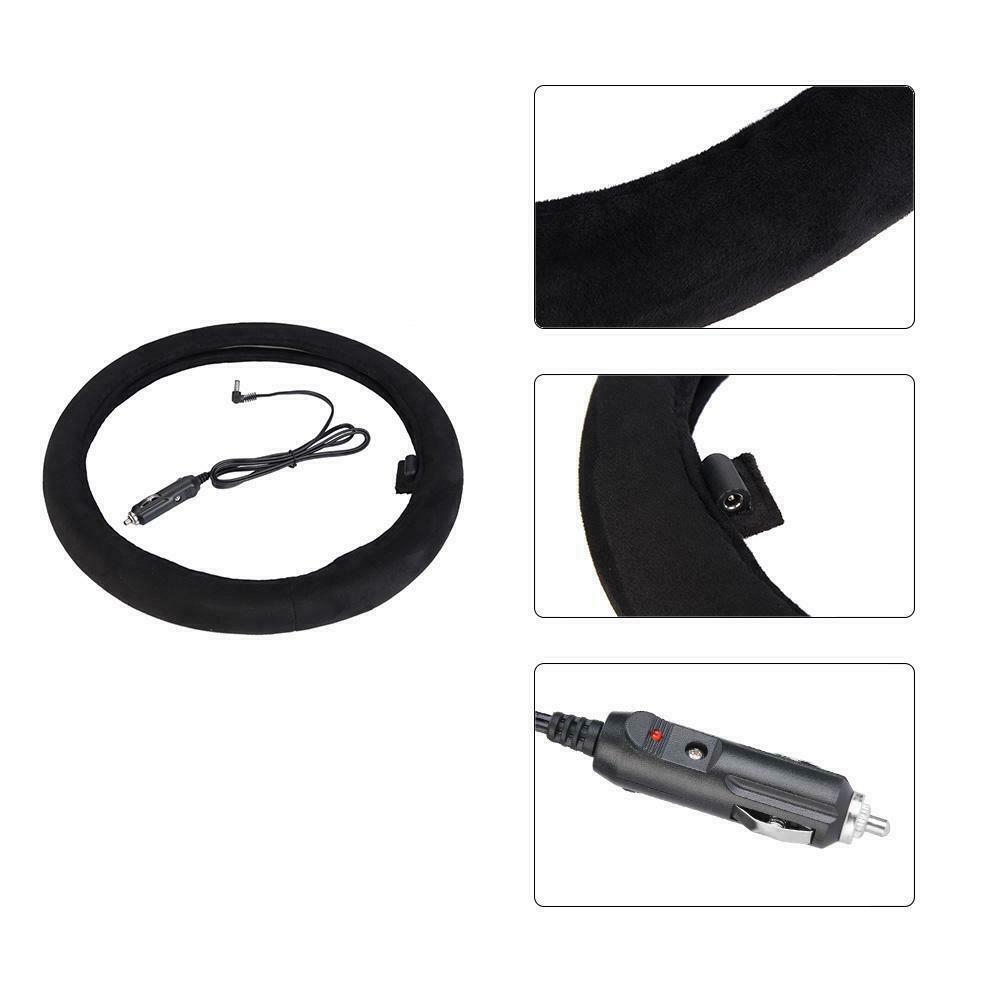 38cm Car Lighter 12V Charger Heated Heating Warm Steering Wheel Cover Universal