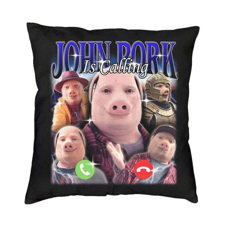Helenal Unisex John Pork Is Calling Funny Meme Square Pillow Cover Home Decorative Cushion Cover Throw Pillow Living Room Double-Sided Printing