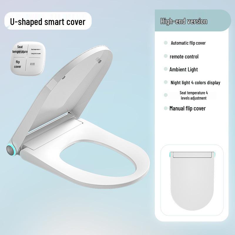 Intelligent Heated Toilet Seat with Automatic Flushing and Night Light - Fits U & V-Shaped Toilets