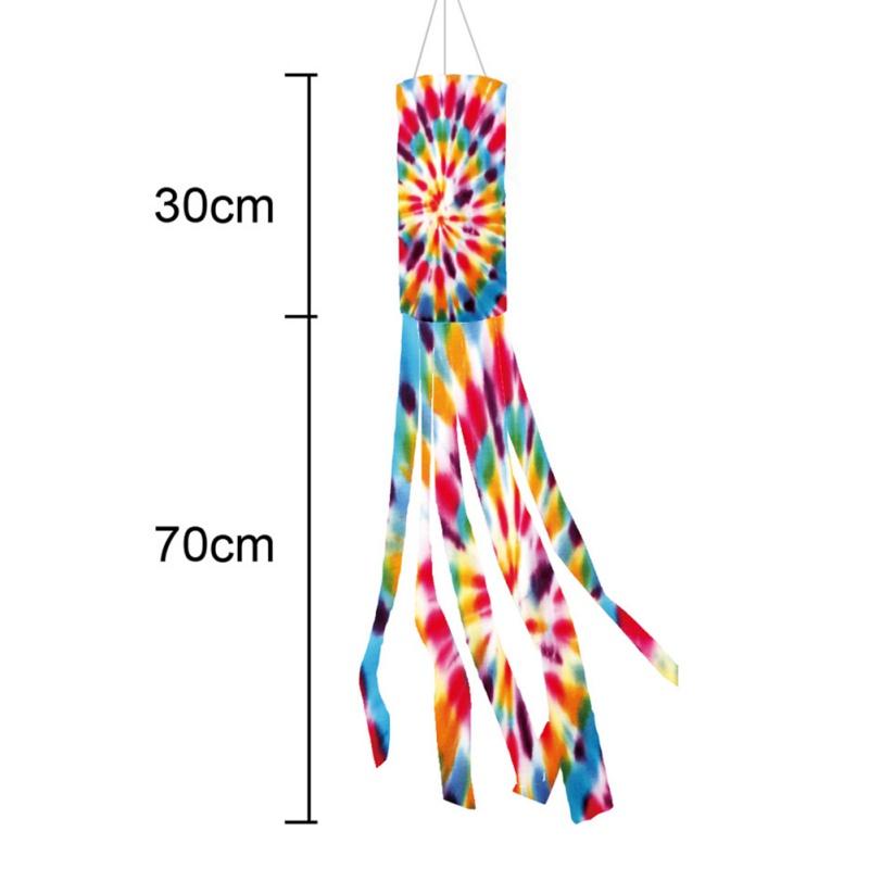 Tie-Dye Rainbow Windsock Flag Outdoor Decorative Flag With Metal Swivel Clip Wind Tube Flag Home Aviation Wind Sock Kite 100cm