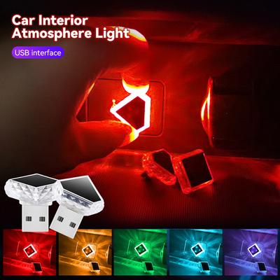 Car Interior USB Ambient Atmosphere Light LED Decorative Signal Lights Auto Reading Lamp Decorations Diamond Triangle