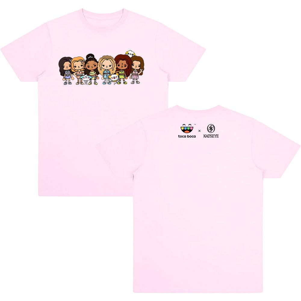 KATSEYE X Toca Boca T-Shirt KATSEYE New Merch Cotton High Quality T Shirts Cartoon Print Funny Clothing Unisex Comfortable Tees