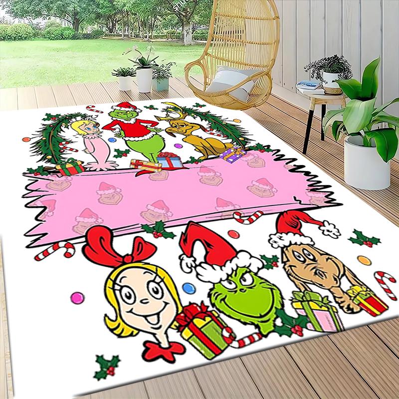 Christmas Grinch Friends Carpet Rug Soft Washable Antislip Home Living Room Sofa Mats Personalized Christmas Rug
