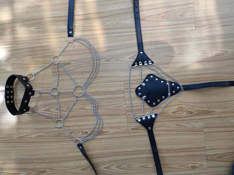 Dámský kožený svazovací outfit: Erotické SM Seduction & Flirting Attire