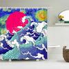 Classic Creativity Waves Spray Bath Curtain Waterproof Fabric Japanese style Shower Curtains Bathroom Bathtub Screen With Hooks