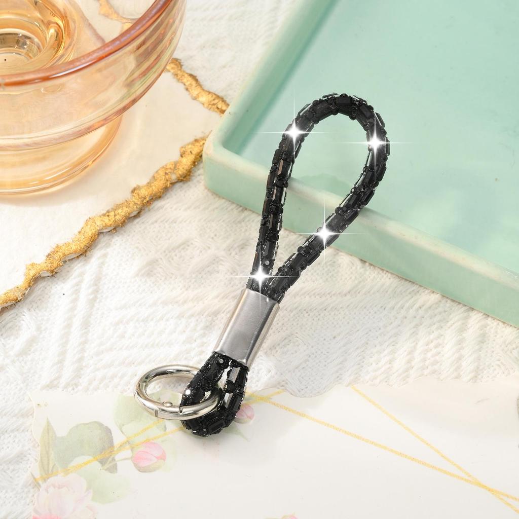 Laccio da polso per telefono con strass alla moda - Portachiavi con ciondolo a diamante anti-smarrimento.