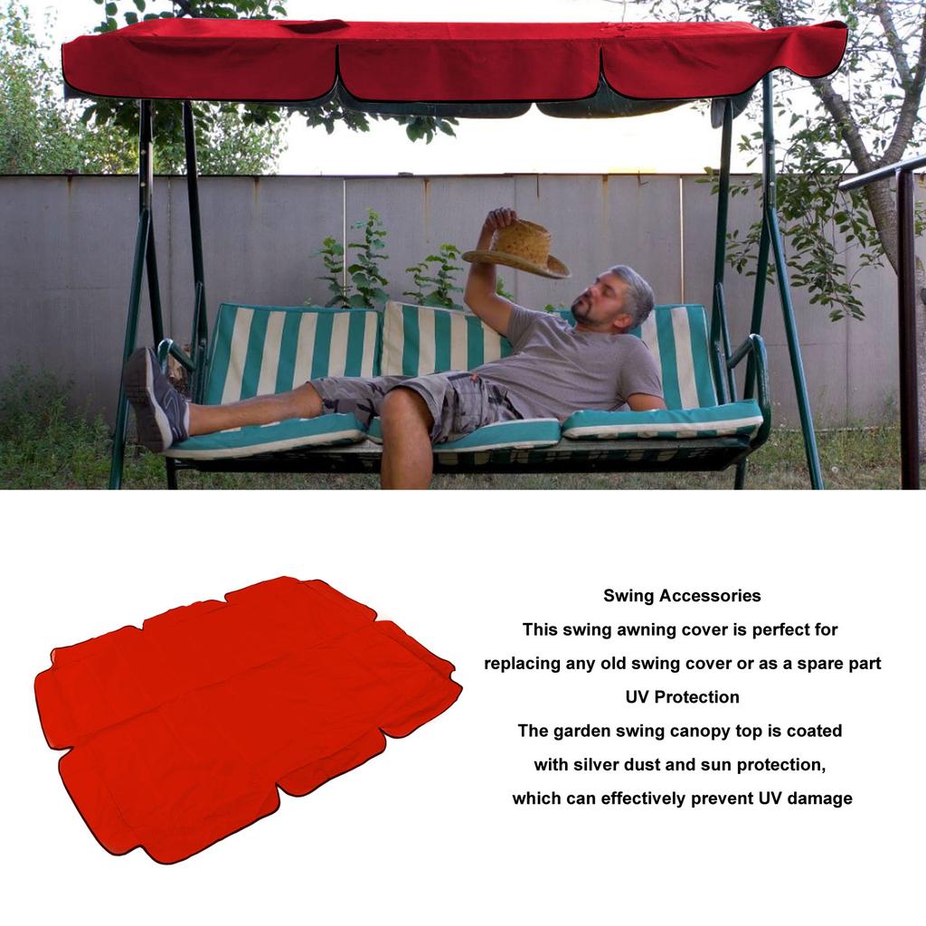 Waterproof Outdoor Swing Canopy Replacement 420D Silver Coated Oxford Fabric Swing Chair Canopy for Outdoor Garden Patio