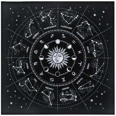 NOELAMOR Taro kryžiaus aksominė žvaigždyno didelė, 49 x 49 cm dydžio, matinė Taro korta, būrimo orakulo korta (Juoda)