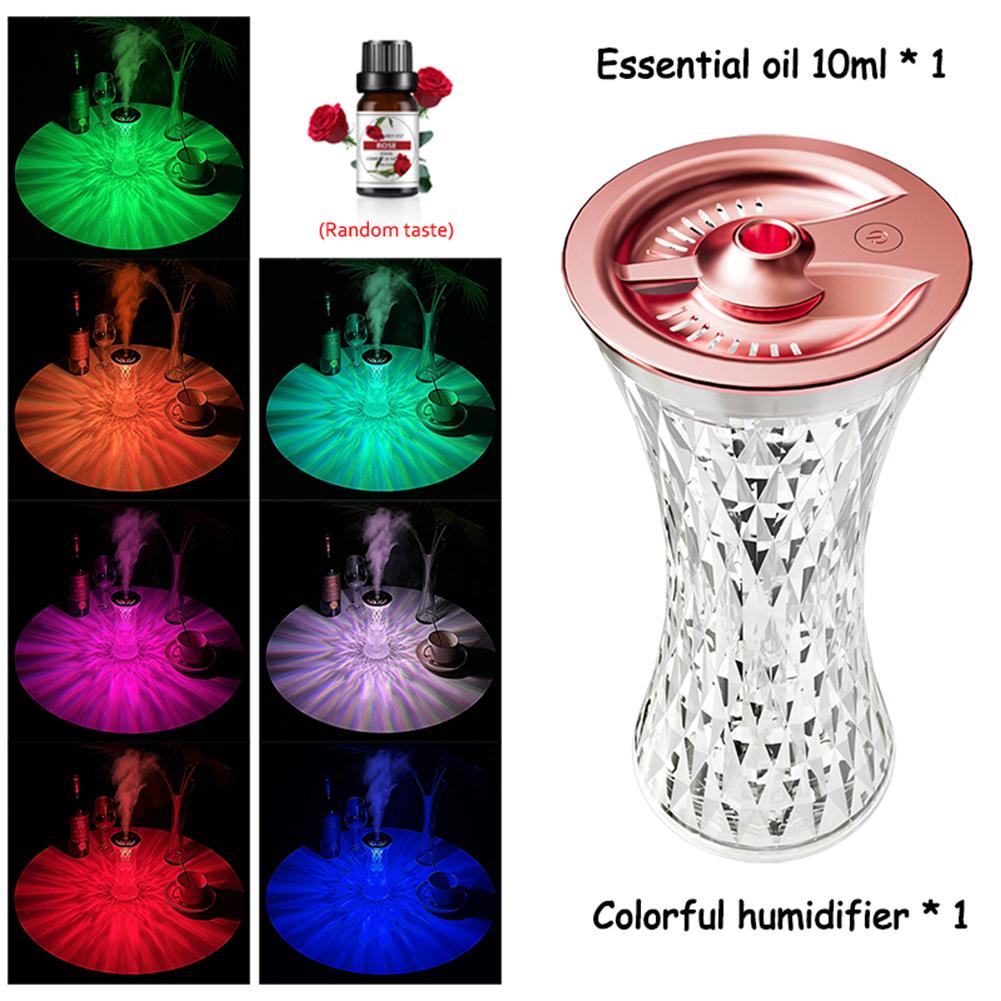 

Home Crystal Table Lamp Air Purifier Built in Usb Humidifier Colorful Night Light For Bedroom Living Room [rose gold]