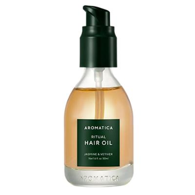 Aromatica Ritual Jasmín & Vetiver Vlasový olej 50ml Vyživující olej bez silikonů pro poškozené krepaté vlasy s čistou vůní