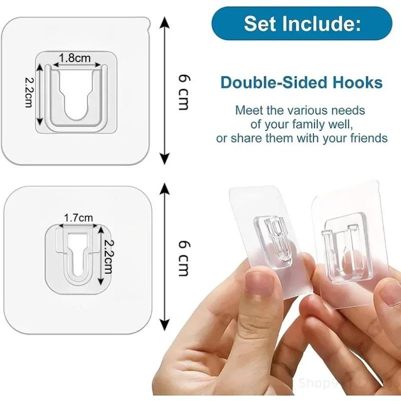 100/2PCS Double Sided Adhesive Wall Hooks Invisible Traceless Snap Hook Wall Storage Holder Bathroom Kitchen Bedroom Hook Kit
