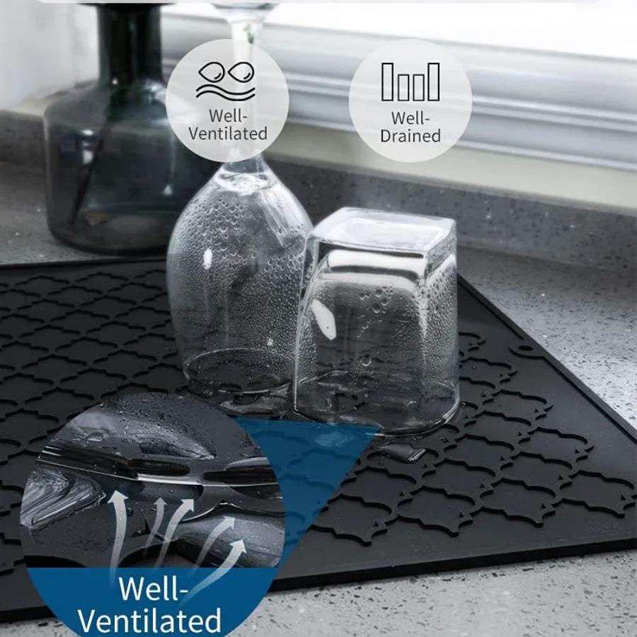 Non-Slip Dish Drying Mat - Heat Resistant Kitchen Mat, Coffee Drying Pad, Kitchen Accessories - Perfect for Kitchen Counter