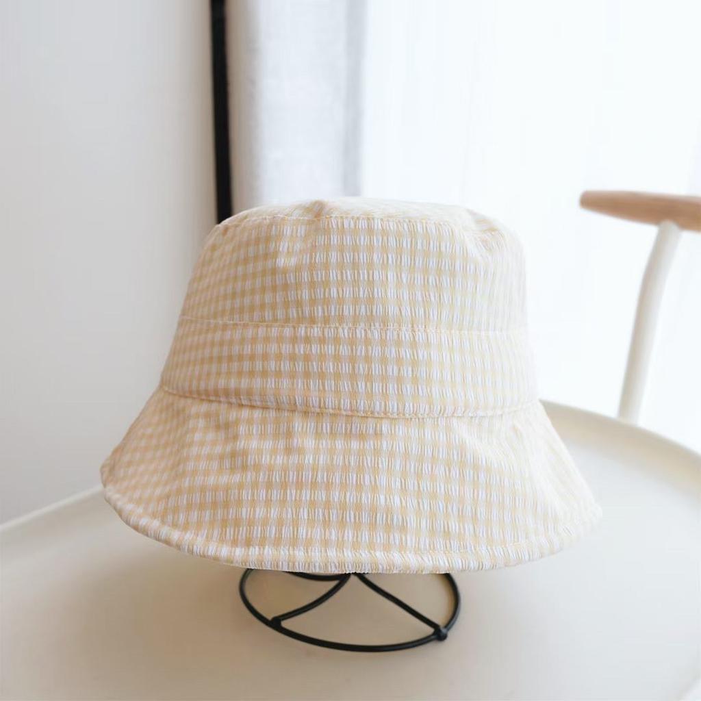 Ladies Plaid Bucket Hat Sun Hat Summer Ultraviolet Travel Bow Visor Basin Hat Brim Sun Hat