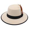 Internet Celebrity Feather Decoration Foreign Style Top Hat Dome Jazz Hat Men And Women Tibetan Felt Hat Imitation Wool Hat Ethnic Style
