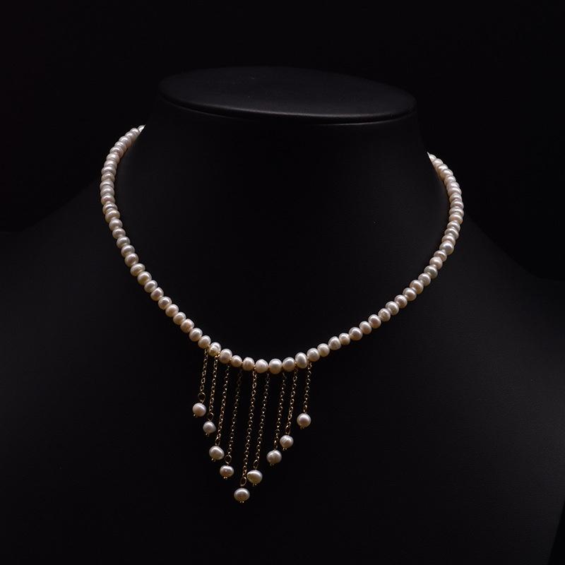 Natural Freshwater Pearl Necklace Women Versatile French Vintage Fashion Light Luxury Elegant Temperament Sweater Chain Pearl
