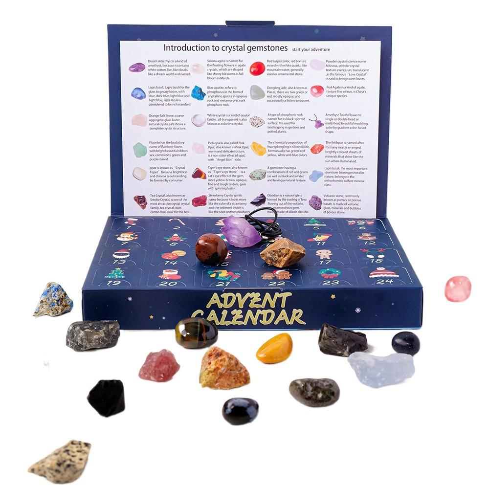 24Pcs Natural Stones Christmas Crystal Advent Calendar Gemstone Stone Learning Kit  Teens
