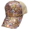 Sparkly Colorful Sequined Baseball Cap Breathable Mesh Back Adjustable Size for Beach Holiday Travel Wear