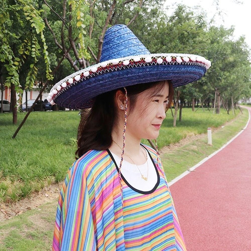 Colorful Straw Hats Mexican Style Men Women Summer Hats New Wide Brim Hats  for Halloween Party