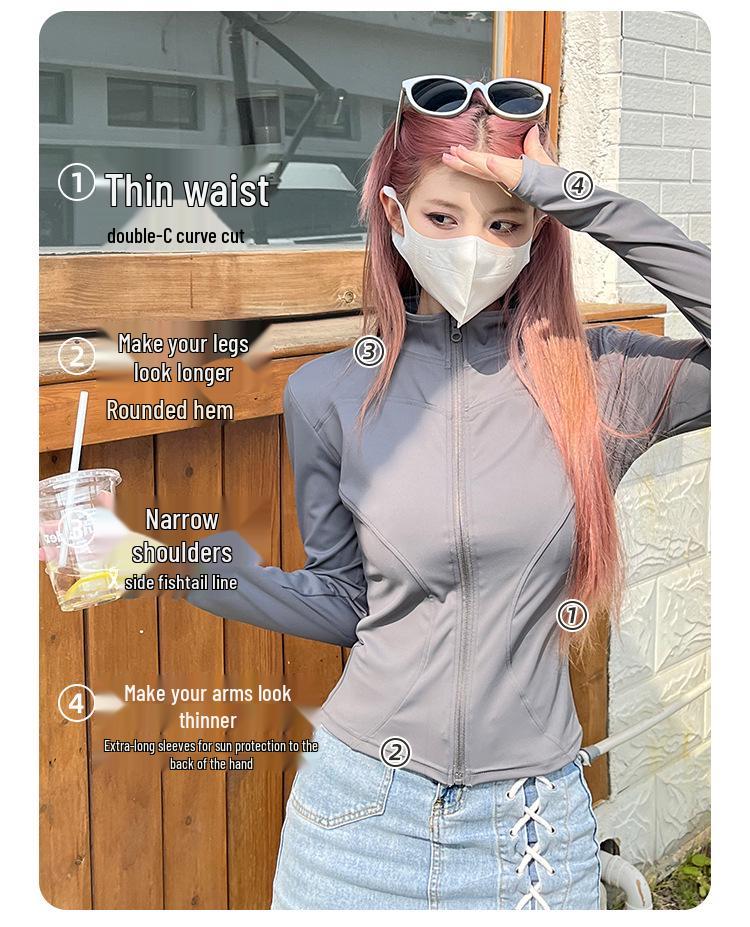 Women's Slim UV-Protective Yoga Hoodie - Cool Touch, Breathable, and Lightweight
