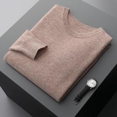 Maglione girocollo da uomo in puro cashmere - Autunno/Inverno, spesso, versatile, alla moda per giovani e persone di mezza età.