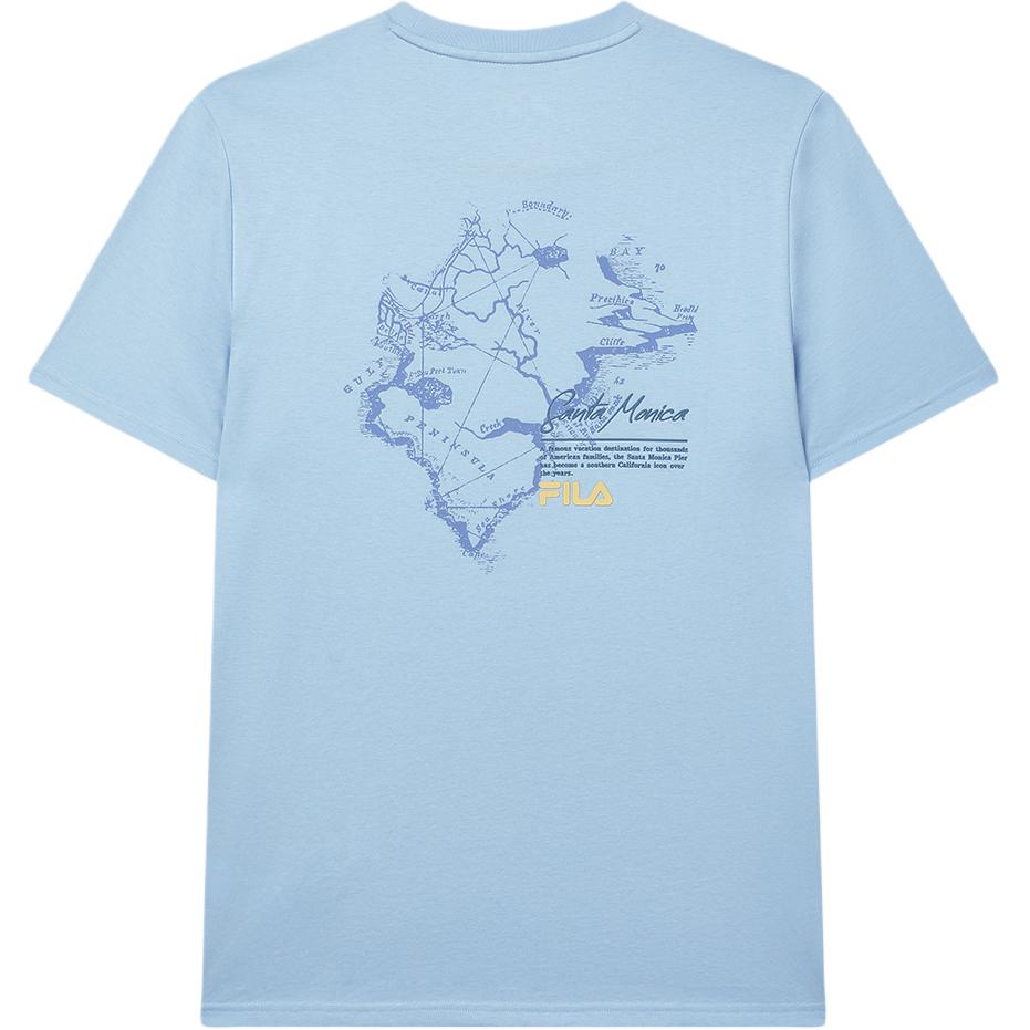 FILA Heritage Series Fashion Casual Straight-Cut Round Neck Short Sleeve T-Shirt Men Tops Ice-Blue F11M448106F-LB