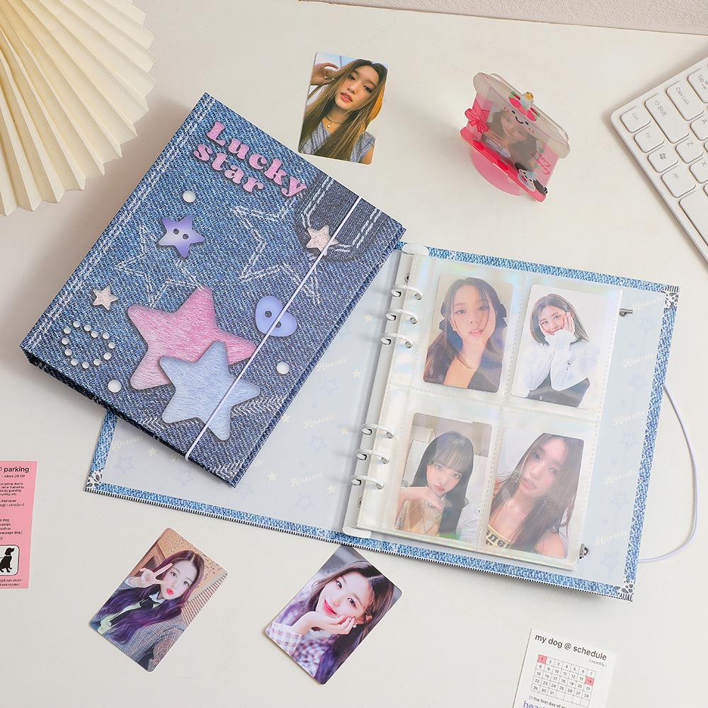 A5 Denim Photo Card Holder Binder Photocard Holder Book Album Photo Card Album Student School Stationery