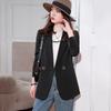 Spring Autumn Korean Suit Coat Black Blazer Slim Notched Double Breasted Blazer Formal Clothes