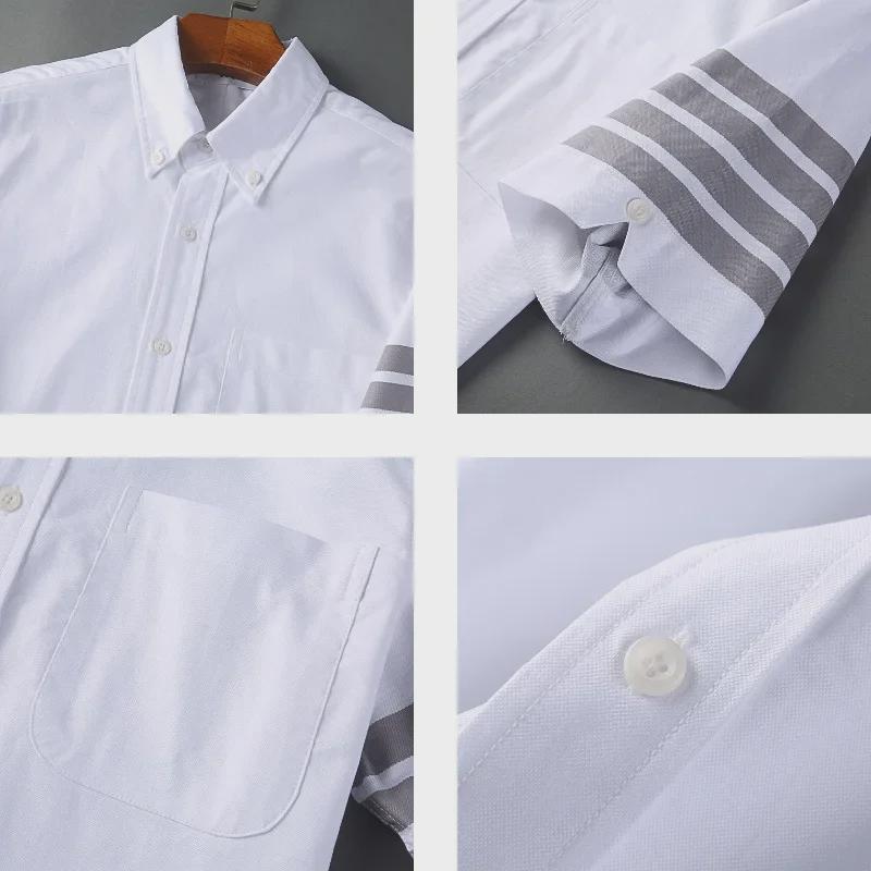 TB JL Trendiges grau gestreiftes kurzärmeliges Hemd für Damen und Herren - Neuer lässiger Unisex-Sommerstil.