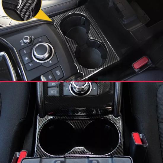 For 2017-2024 Mazda CX-5 KF Carbon Fiber Water Cup Holder Surrounds Cover Trim
