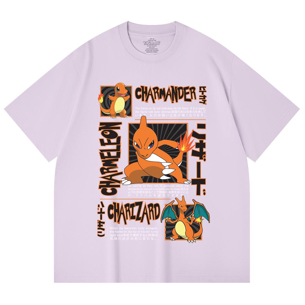 230 Gsm 100% Cotton Pokemon V5 Charmander Print Unisex Heavy Cotton T Shirt