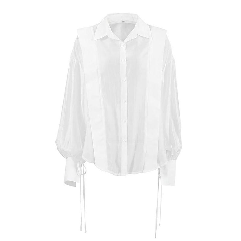 Fashion White Stylish Long Sleeves Sunscreen Shirt Women's Summer Thin Casual All-Matching Tops