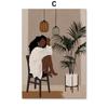 Fashion Black Girl Flowers Bathtub Leaf Abstract Wall Art Canvas Painting Boho Poster And Prints Pictures For Living Room Decor