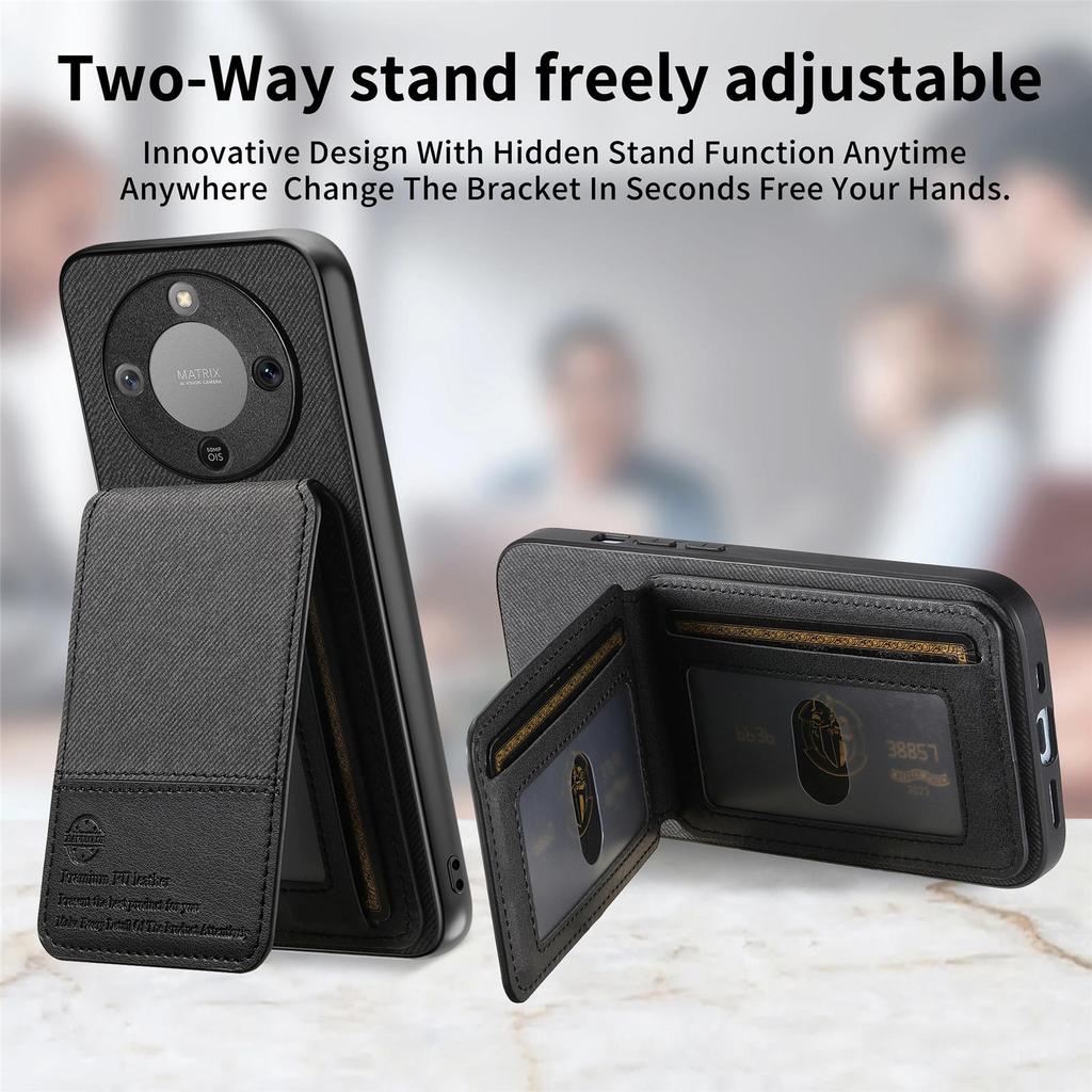 Phone Case For Honor Magic8 Lite 5G / X9d 5G / X70 5G Cloth Texture Leather + PC + TPU Cover with RFID Blocking Card Holder