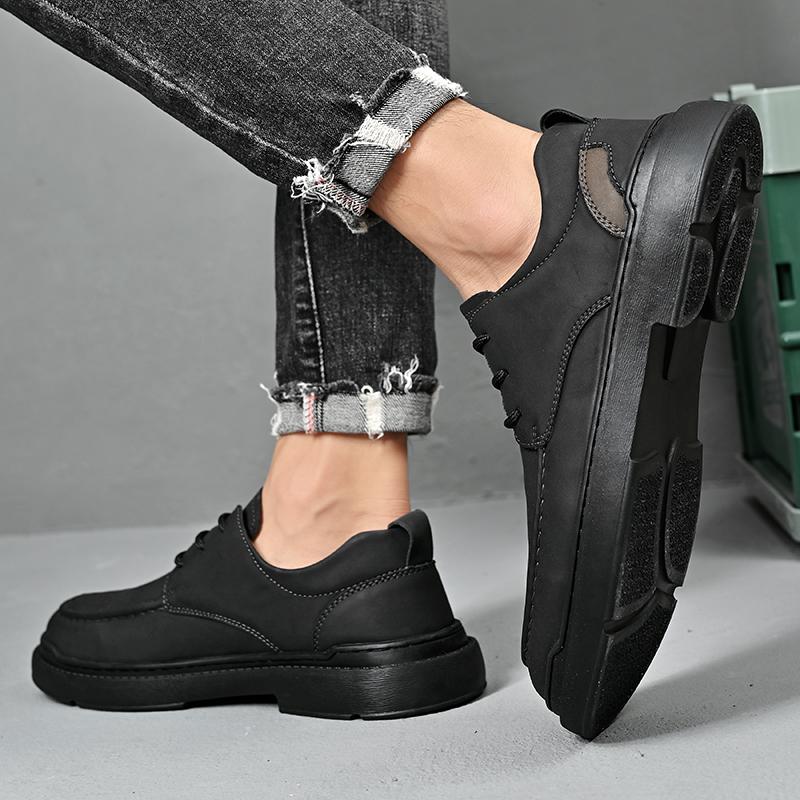 

Fashion Outdoor Sneakers Mens Dress Shoes Retro Male Leather Business Male Baroque Shoes Casual Mens Oxford Work Footwear 38 чёрный
