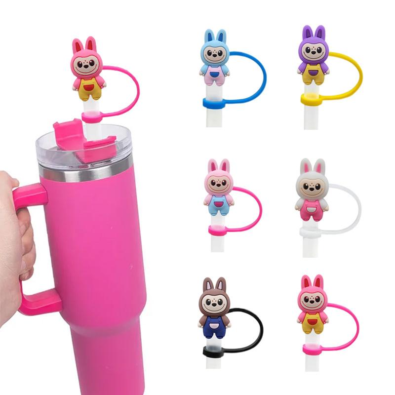 1PC Doll Straw Cap 8-10mm Bottle Accessories Cute Silicone Reusable Straw Cover Dustproof