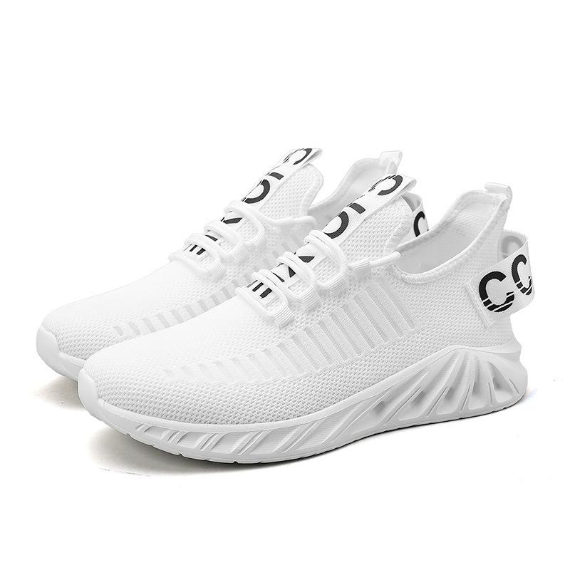 Blade men s shoes Shallow mouth fly-woven breathable lace-up sneakers Lightweight four-season shoes Large size men s shoes 38