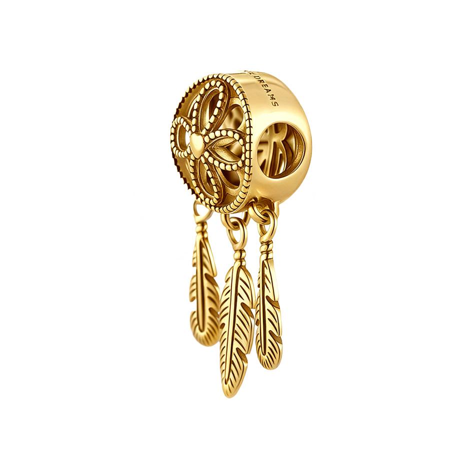 New Gold Plated Charm Bead Charms Do It Yourself Women Jewellery Gifts Spiritual Dreamcatcher Blue Blossom Butterfly Leveled Hearts Bead Charms Compat